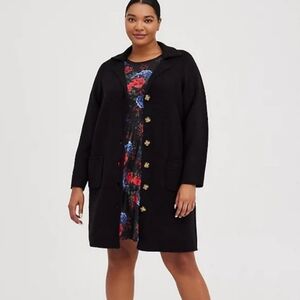 Torrid Notched Collar Cardigan Black Sweater